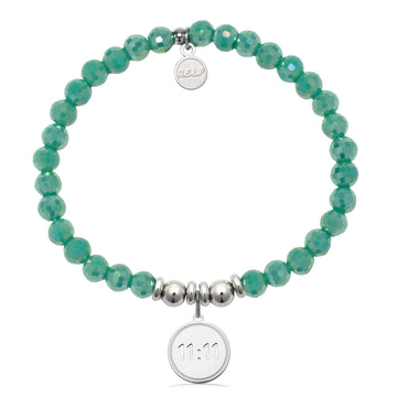 HELP Collection: 11:11 Charm with Green Crystal Charity Bracelet
